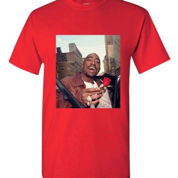 Tupac/2pac With a Rose V-Day/Valentines Day Shirt - Picture 1 of 1